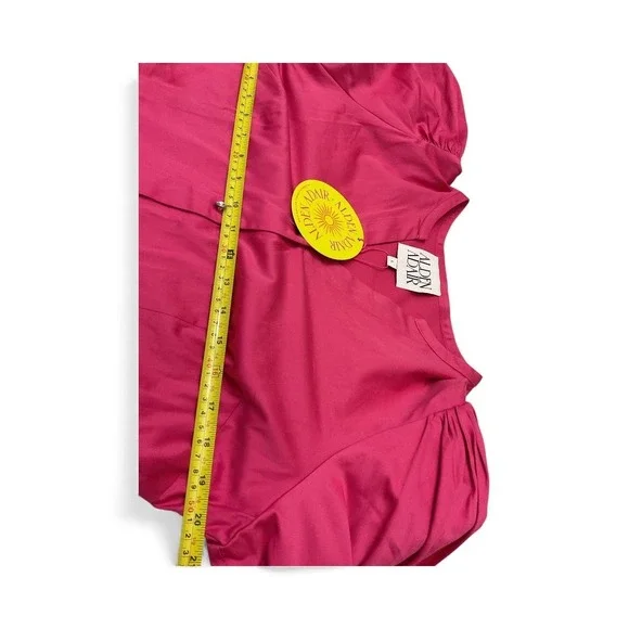 ALDEN ADAIR Hot Pink Button Front Puff Sleeve Mini Dress Size L - Picture 8 of 13